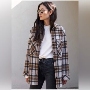 AYR The Big Mood Camel/Beige/Brown/Black Plaid Shirt Jacket - Medium